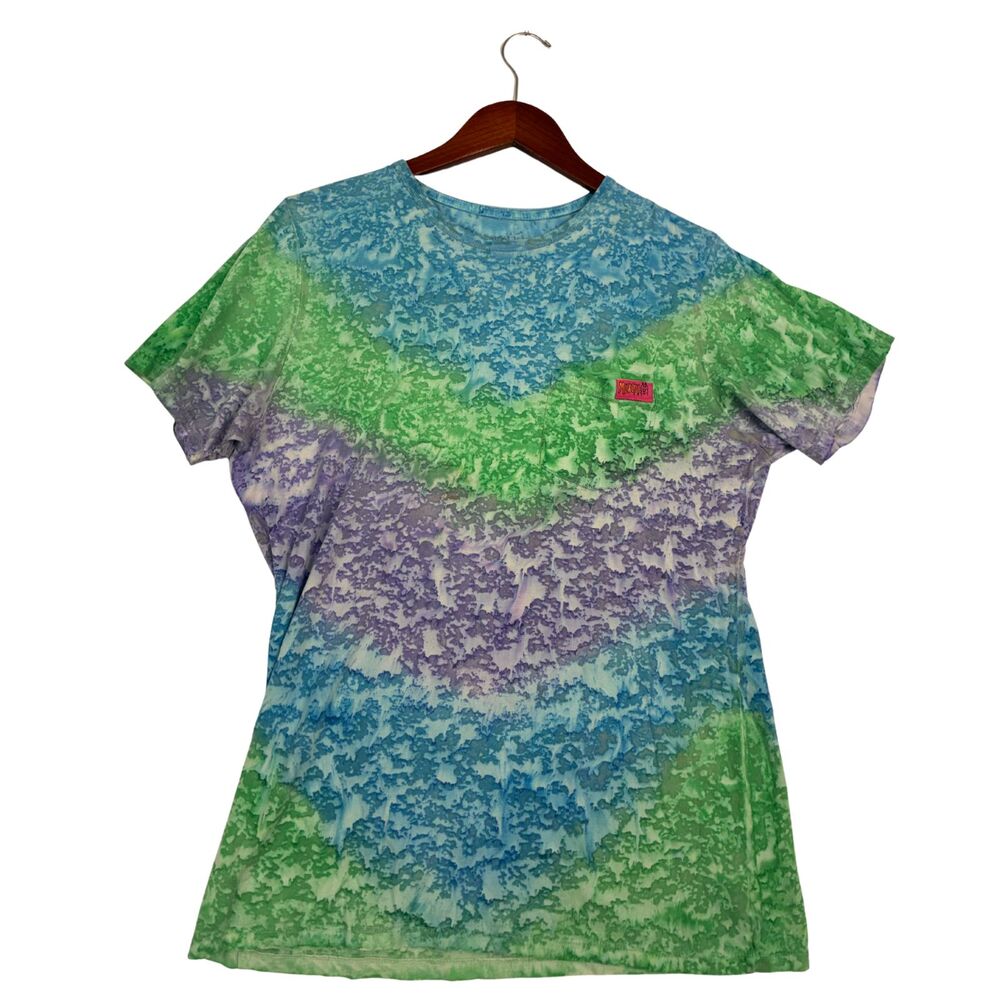 Mowgli Surf Tie Dye T Shirt Mens Medium Made USA Blue Green Purple Cotton Tee